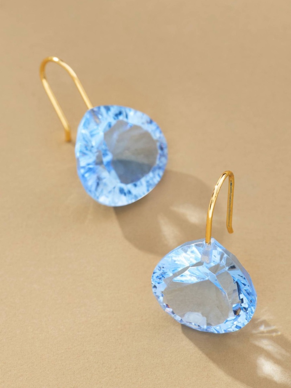 Anthropologie Light Blue Crystal Floating Gemstone Drop Earrings